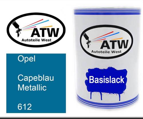 Opel, Capeblau Metallic, 612: 500ml Lackdose, von ATW Autoteile West.